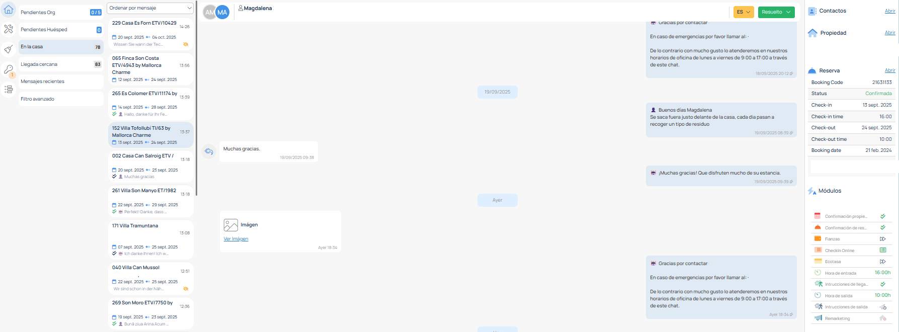 Mockup del chat de comunicación